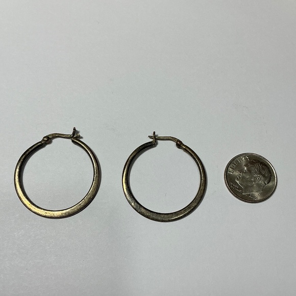 MWS Sterling Silver Hoop Earrings. 1.25 inches long - Picture 3 of 4